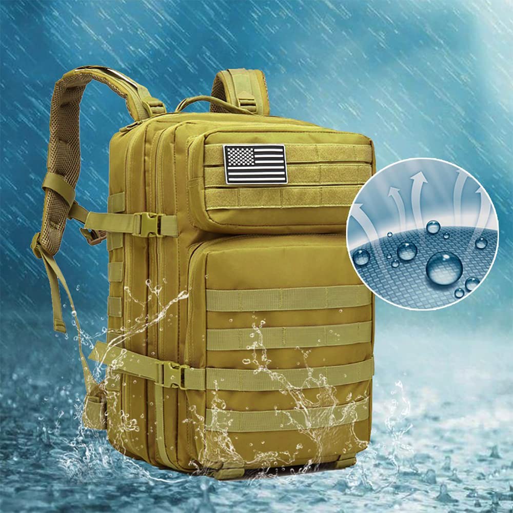 Zaino Tattico, 45L Zaino Militare Molle per Trekking all'Aperto, Campeggio, Caccia e Viaggi per Uomini e Donne (Verde Militare)