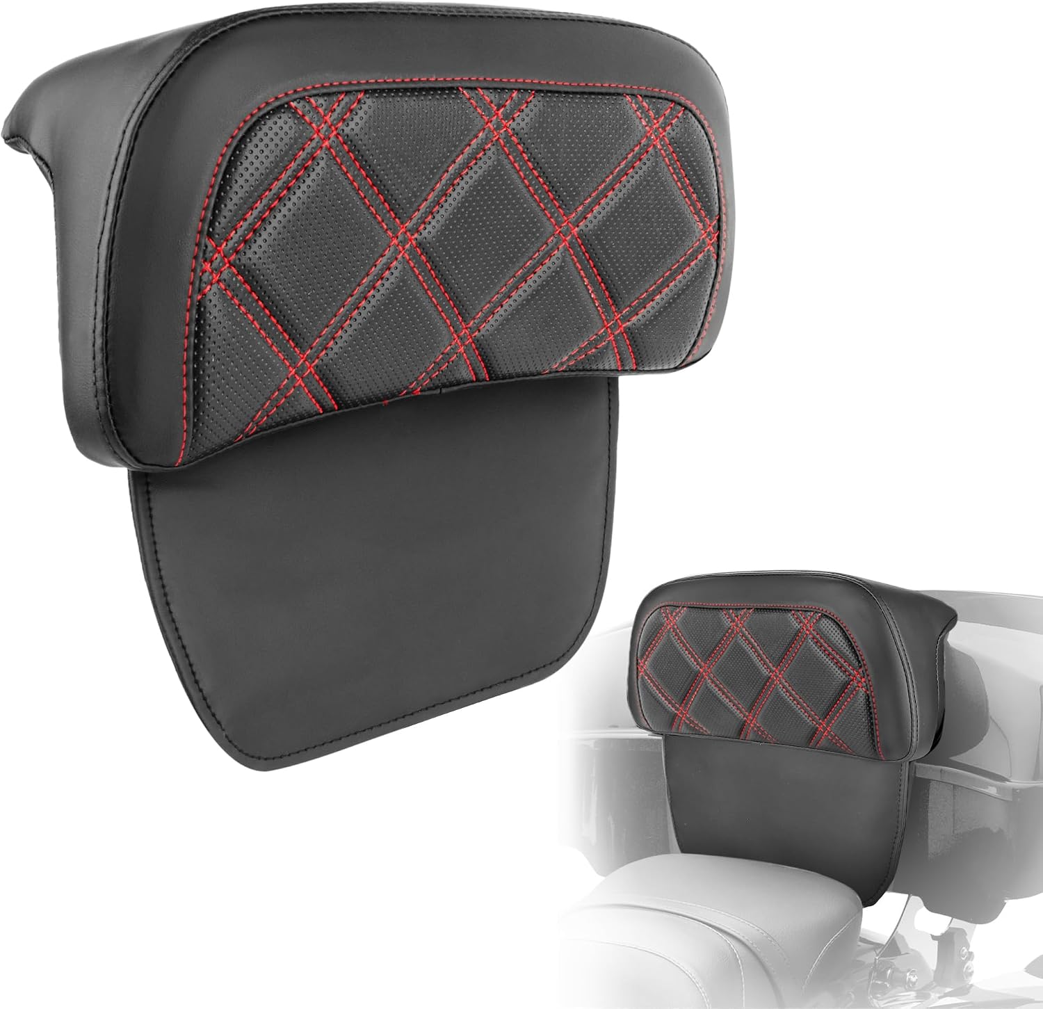 Chopped Razor Tour Pack Backrest Pad Fit for Harley Street Glide FLHX Road Glide FLTRX Road King FLHR Electra Glide FLHT Tri Glide 2014-2023 Touring Models, Red