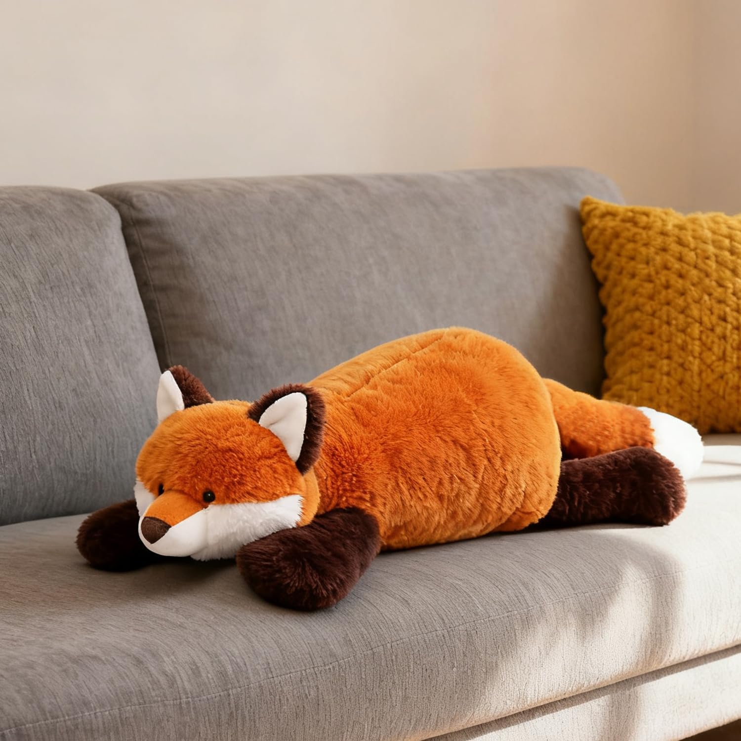 ARELUX Soft 18in Red Fox Stuffed Animals: Fox Plush Cute Cuddly Body Pillow Hug Sleeping Fluffy Wild Animal Toys Bed Decor Plushie Doll Friends Family Member - Image 4