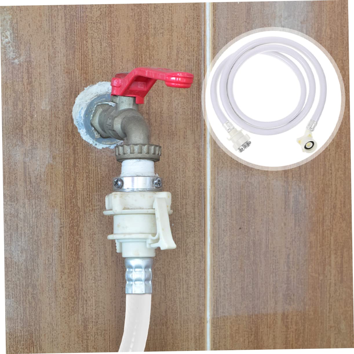 NUOBESTY Waschmaschinen Zulaufschläuche 2 Meter lang 2 Stück aus Pvc und Edelstahl Leckage Installieren für Automatische Waschmaschinen