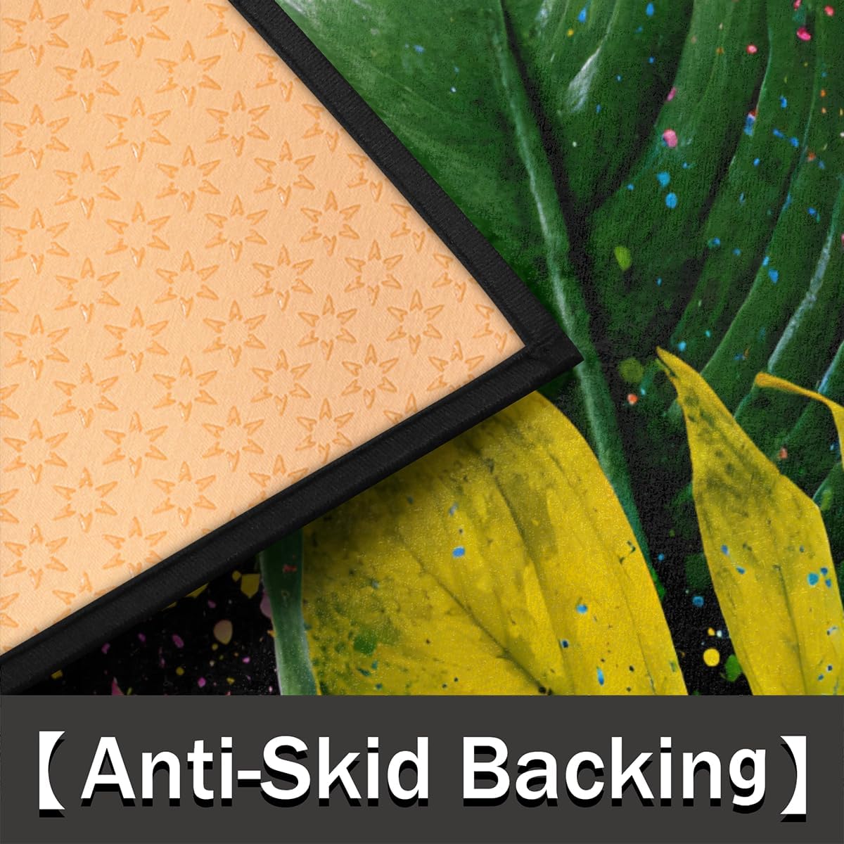 Colorful Abstract Leaf Half Round Door Mat Non Slip Washable Semi Circle Area Rug Absorbent Soft Half Moon Rug Floor Mat for Indoor Outdoor Kitchen Bathroom Patio Front Door Mat Decor