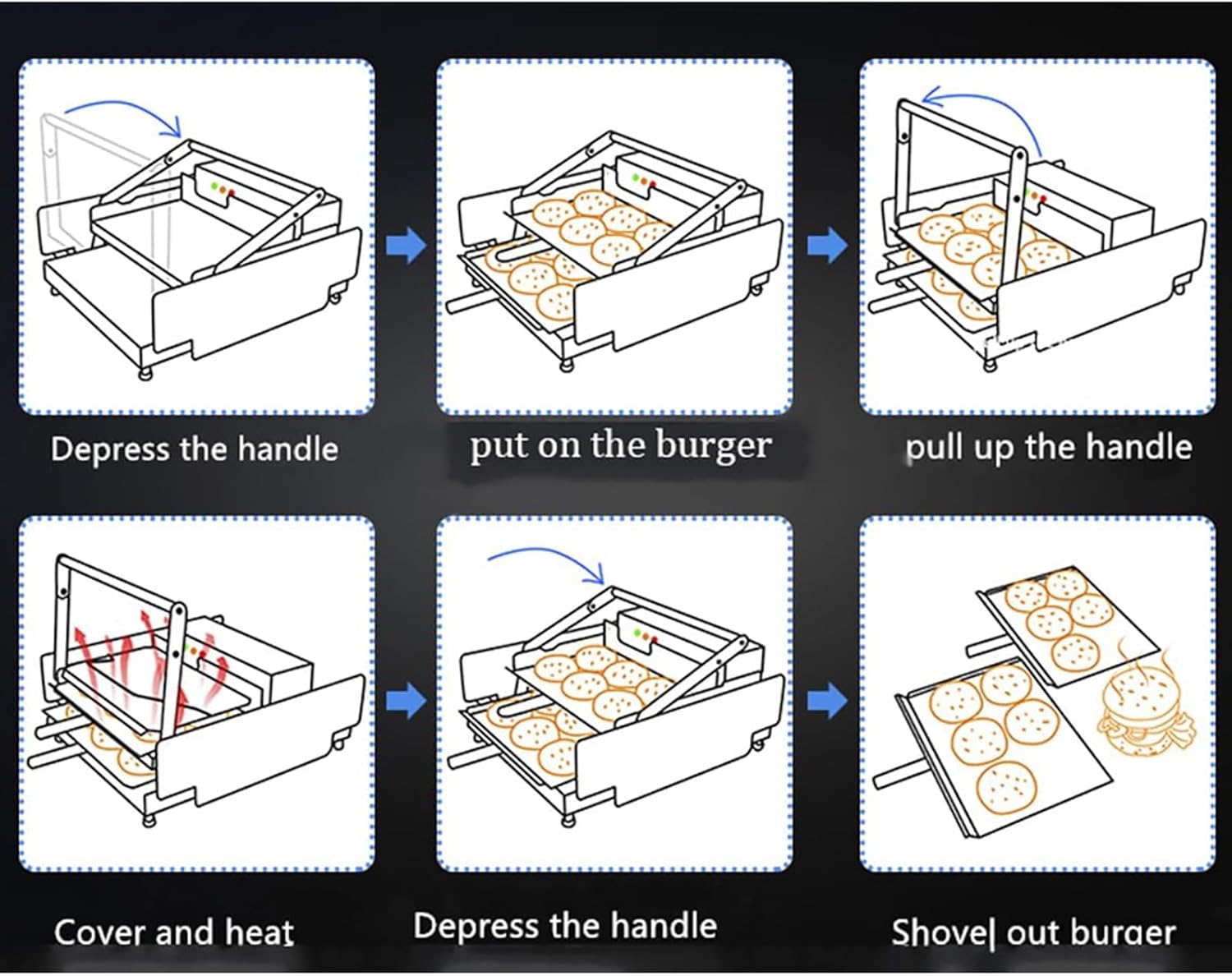 Electric Commercial Heating Hamburger Oven,Hamburger Heating Roasting Machine,Small Automatic Hamburger Grilling Machine,Timing Temperature Control,Family Kitchen Fast Food Restaurant Use