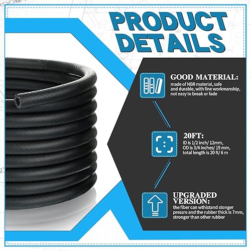 Miniatura 17 de Pangda Manguera de manguera de goma NBR de 1/8 pulgadas, 5/32 pulgadas, 1/4 pulgadas, 5/16 pulgadas, 3/8 pulgadas, transferencia de combustible