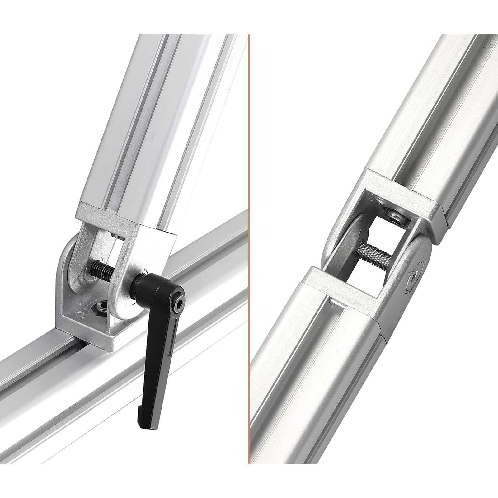 Kamtop Zestaw 4 złączy przegubowych 4040, rowek 8, regulowane złącze narożne, profil aluminiowy, z dźwignią zaciskową, akcesoria montażowe do profili aluminiowych