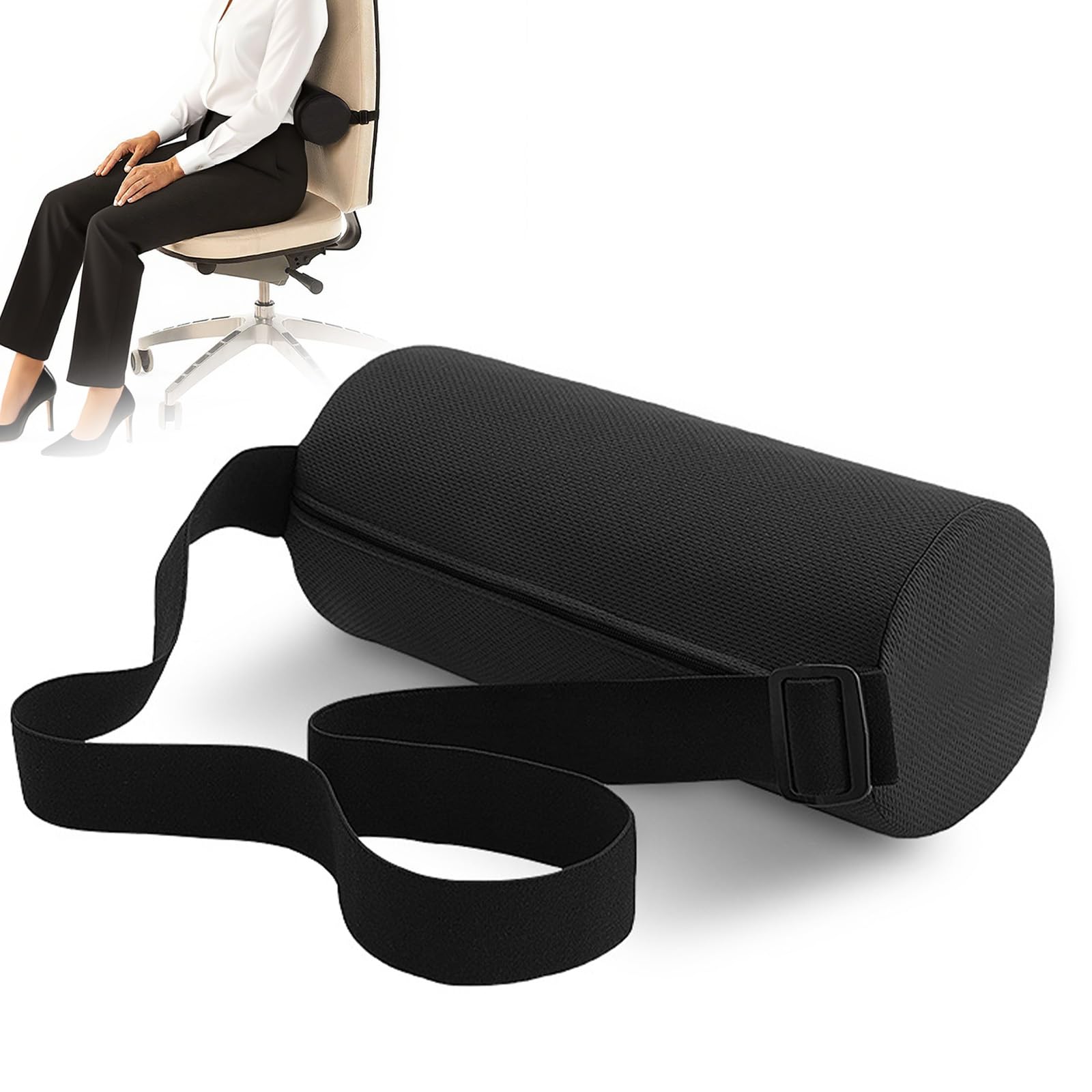 SMYJDMM Bolster Pillow, 28 x 12cm Lumbar Pillow from Foam(Black)