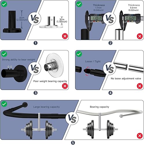 Miniatura 5 de Barra de cortina de ducha UL shapd 29.5 pulgadas x (59"-75") x 29.5 pulgadas, la barra de cortina de ducha ajustable nunca se oxida, barra de