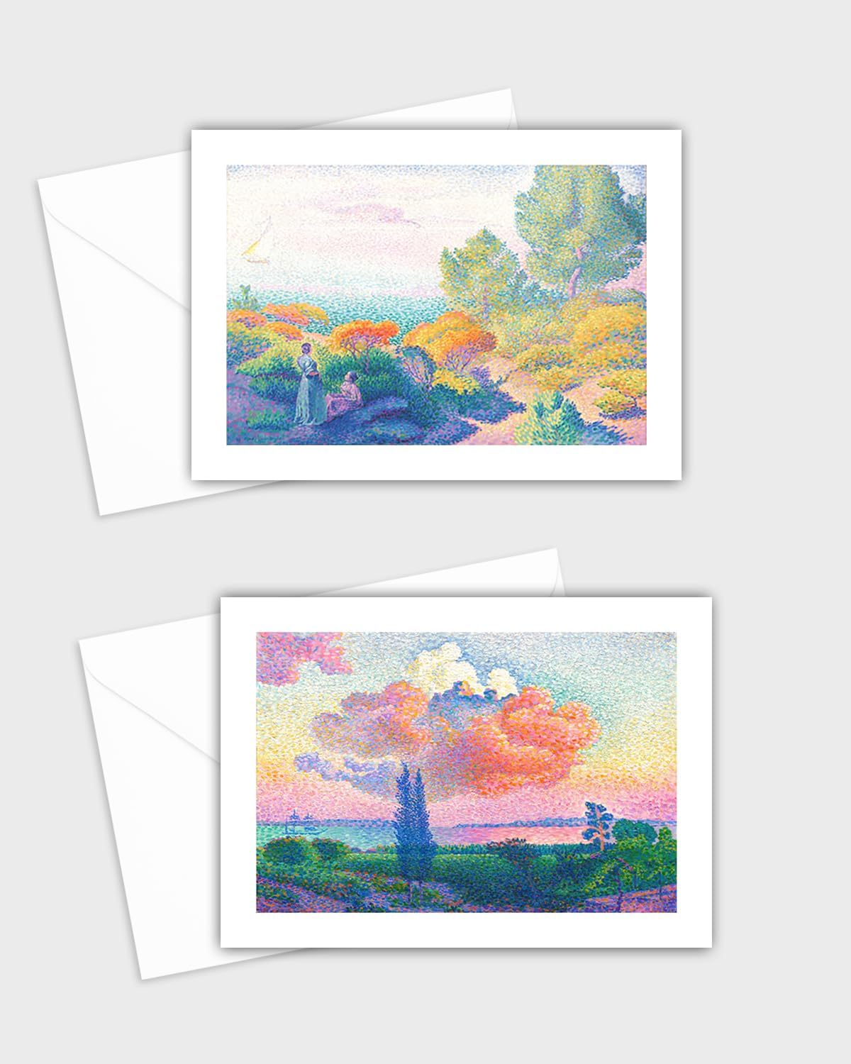 Landscape Art Greeting Cards - Set of 12 (6 of Each Design) All Occasion 5x7 Note Cards with Envelopes. Blank Inside. Beautiful Watercolor Designs of Artist Henri Edmund Cross.