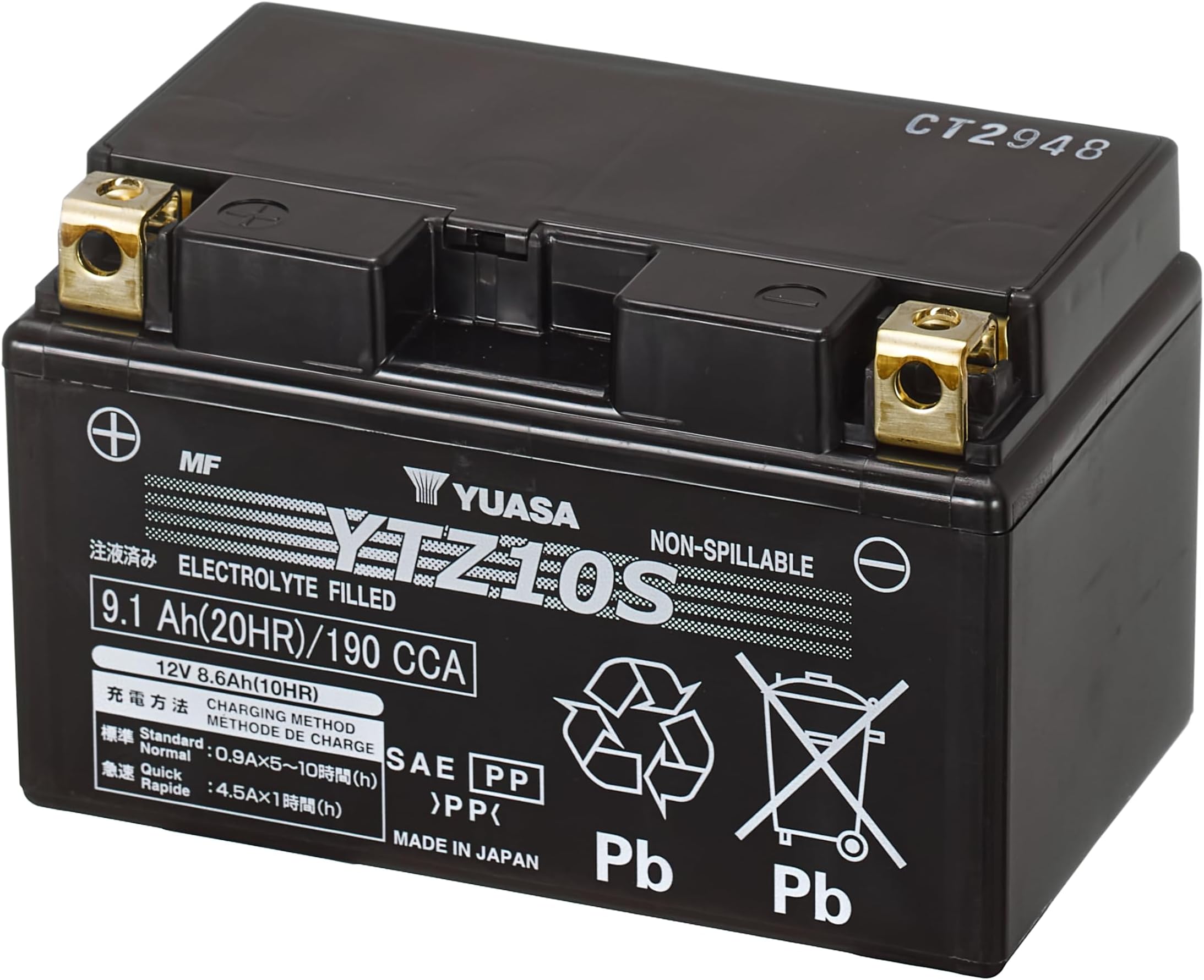 Yuasa YTZ10S 12V 190 CCA High Performance Maintenance Free VRLA AGM Motorbike Battery