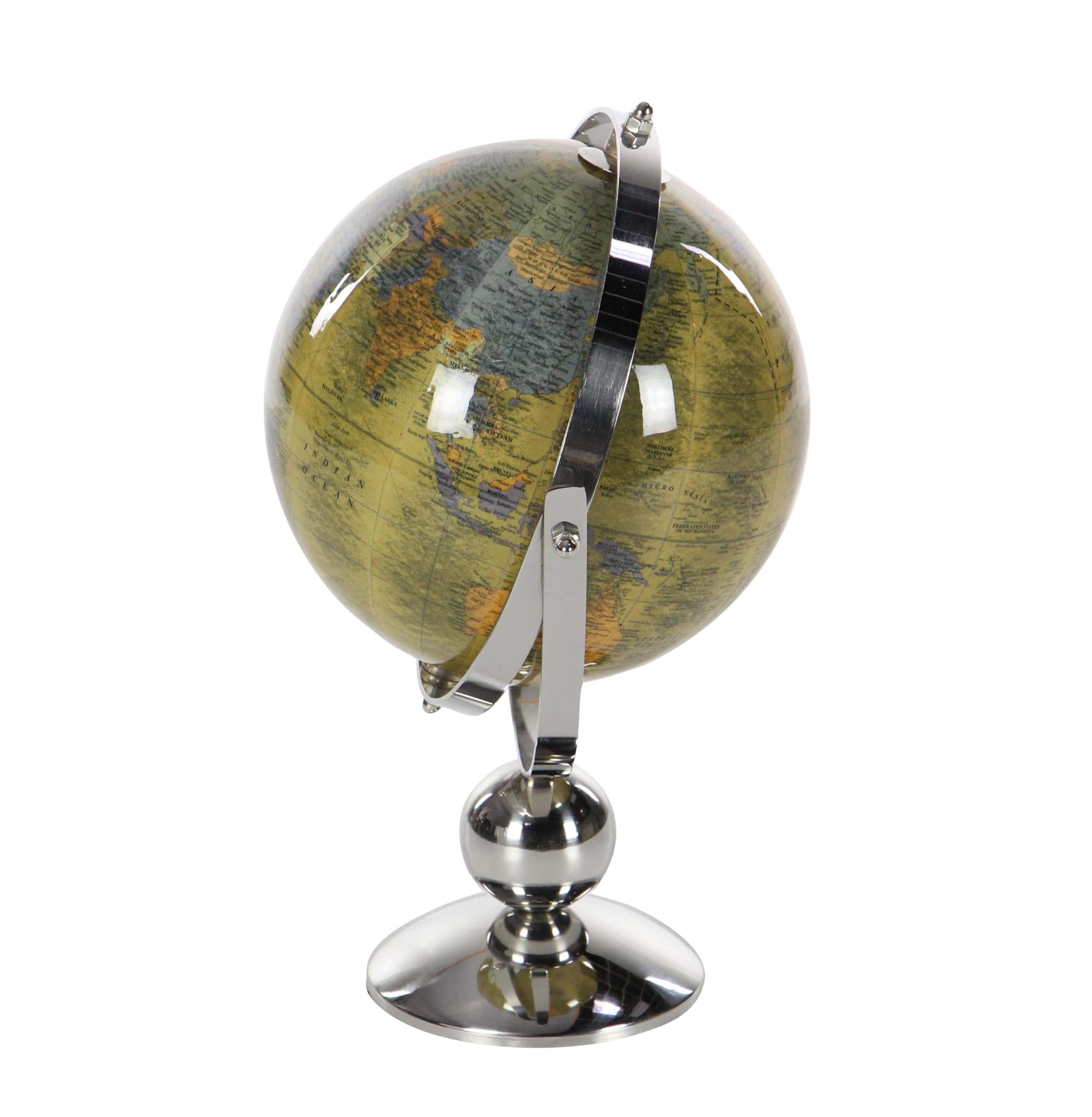 Deco 79 Globo, Acero Inoxidable, Amarillo, 6 Pulgadas de Largo x 9 Pulgadas de Ancho x 11 Pulgadas de Alto