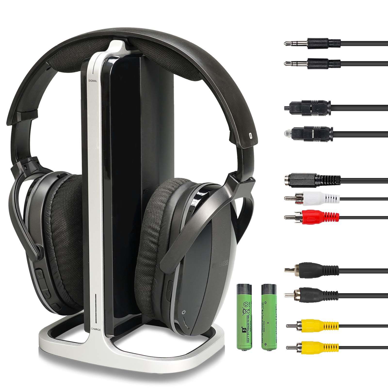wireless headphones for seniors with charging dock