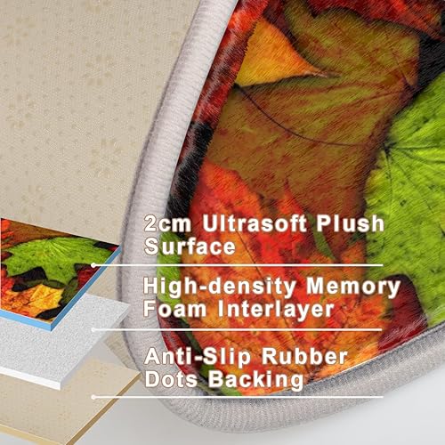 Miniatura 7 de Autumn Outdoor Maple Leaf Bathroom Rug Mat Memory Foam Soft Plush Area Rug Non-Slip Absorbent Oval Rug for Bedroom Bathroom Bathtub Shower (Oval,