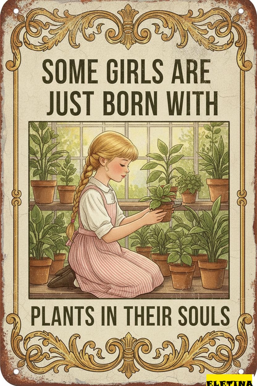 Personalized Sign for Man Cave Garden Decor Outdoor Metal Some Girls Are Just Born With Plants Retro Poster Tin Home Planting Room Yard Patio 8x12inch Private Property Decorative