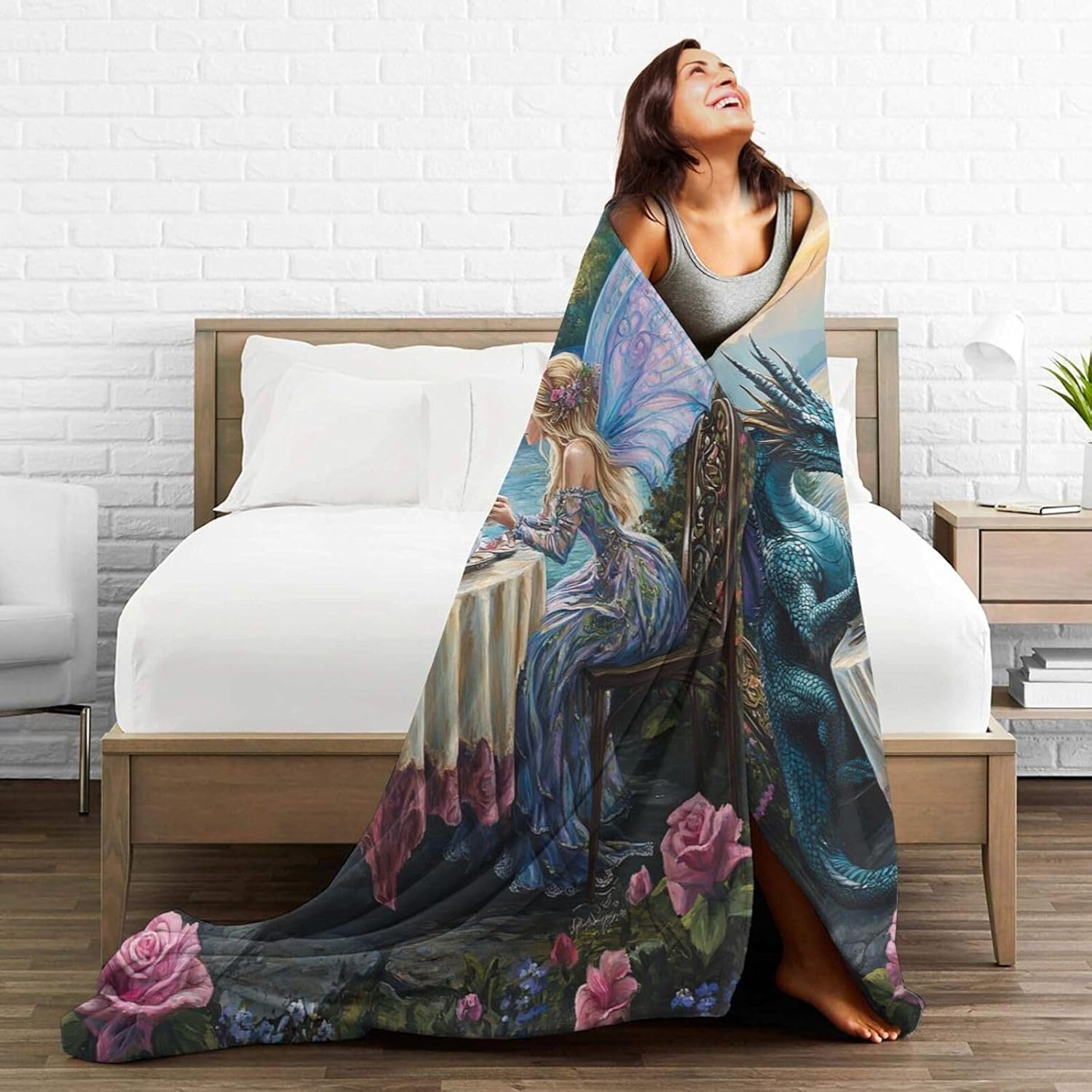 Dragon Blanket Gifts for Girls Boys Mystical Animal Fleece Blankets Soft Warm Fuzzy Cool Throw Cozy Flannel Plush Stuff Throws for Kids Men Women Bed Couch Decor 60"x50"
