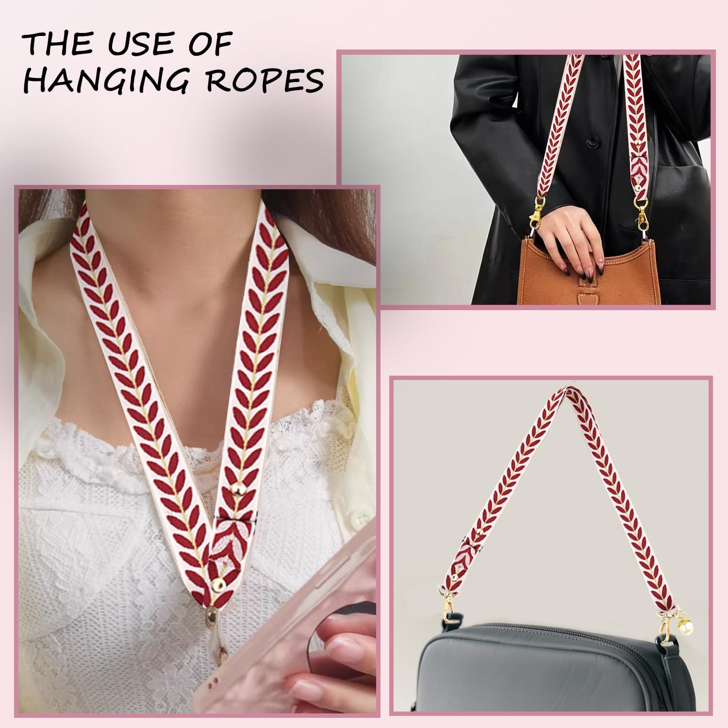 Phone Lanyard Crossbody Strap Ribbon Leaf Neck Lanyard Crossbody with Tether Tab Cell Phone Lanyards Strap Rope