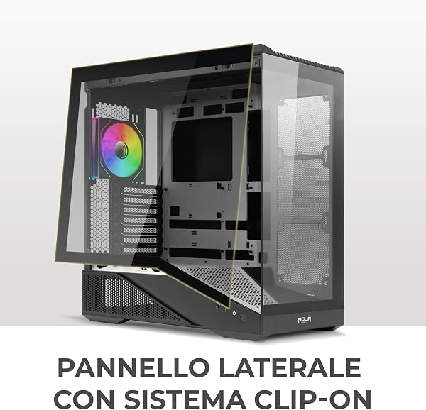 Noua Cool GH200 | Case PC Gaming ATX Mid Tower | Ventola PWM Led ARGB | USB 3.0 e Type-C | Supporto Raffreddamento Liquido 360 mm | Vetro Temperato e Mesh | Bianco - 2