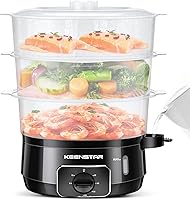 KEENSTAR 13.7QT Electric Food Steamer: 3-Tier BPA-Free Baskets, 800W Fast Steam for Veggies, Seafood, Rice, 60-Min Timer