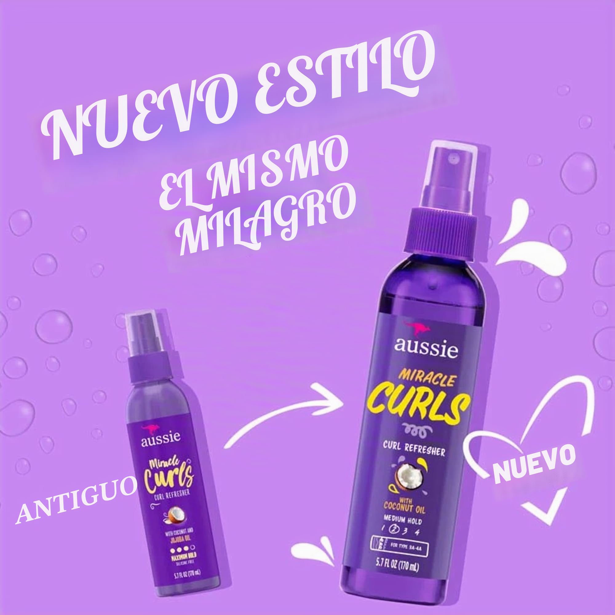 Aussie Miracle Curls Refresher Bomba de 5.7 onzas (retención máxima) (170 ml) (paquete de 2)