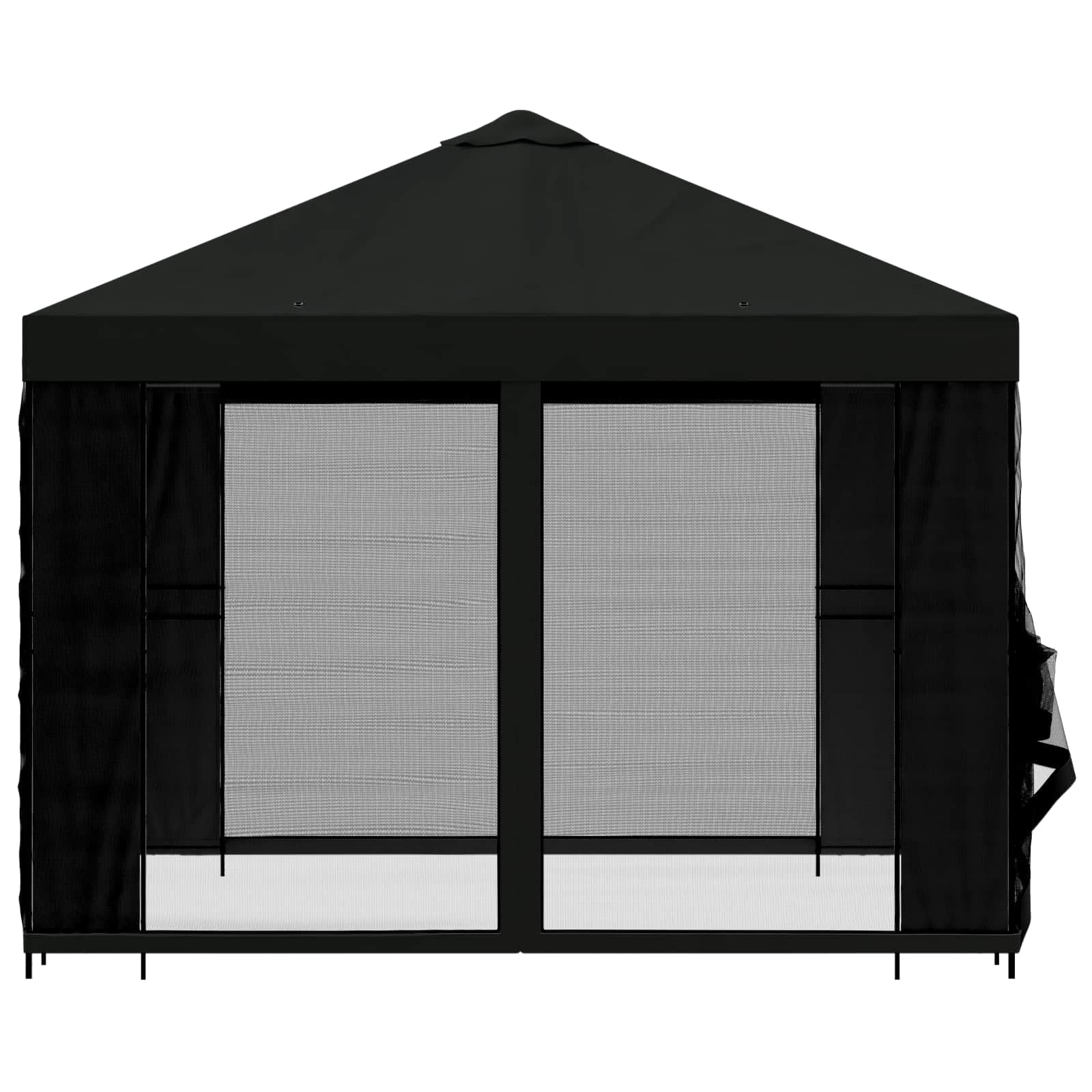 Gazebo da Giardino 3x3 m con Pareti Laterali in Rete Nero