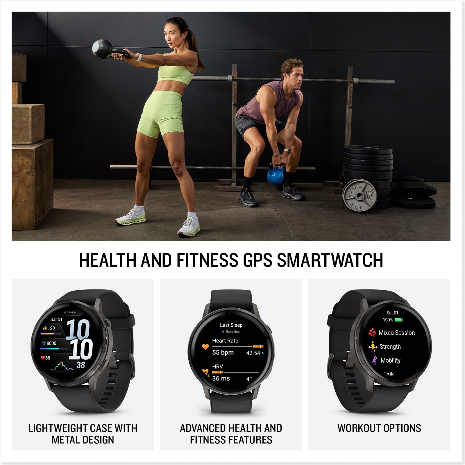 Garmin Venu 4, 45mm, Smartwatch per il fitness, Display AMOLED 1,4", Speaker e Microfono, Comandi Vocali, GPS Multi-band, Torcia, 80+ App per lo Sport, Autonomia 12 giorni (Black & Slate)