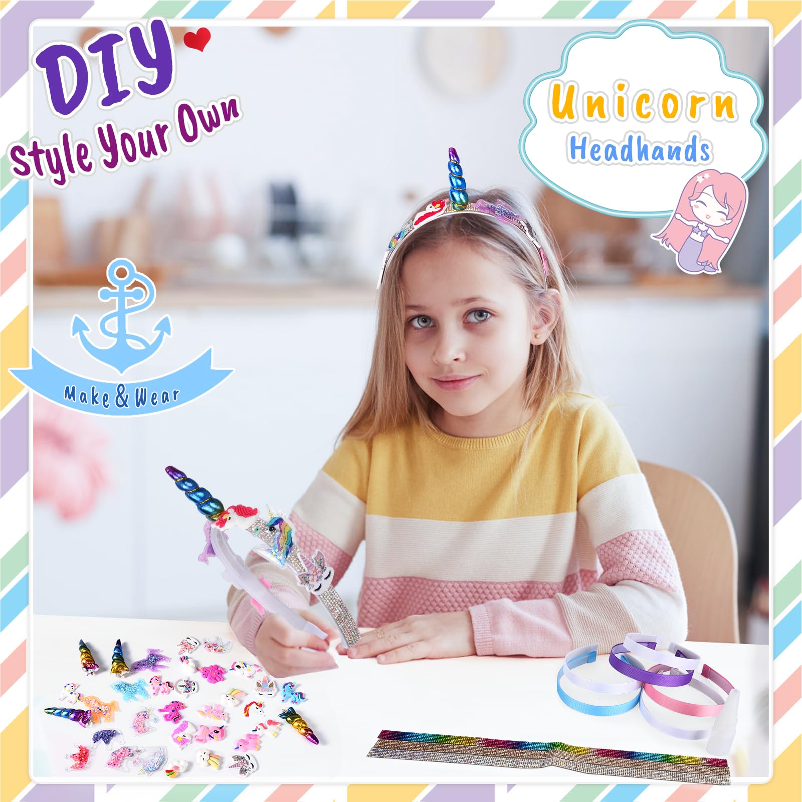 Niboken Kit Fabrication De Bandeaux Sirène – DIY Accessoires Cheveux Pour Filles 5 Ans+, Cadeau Anniversaire Créatif