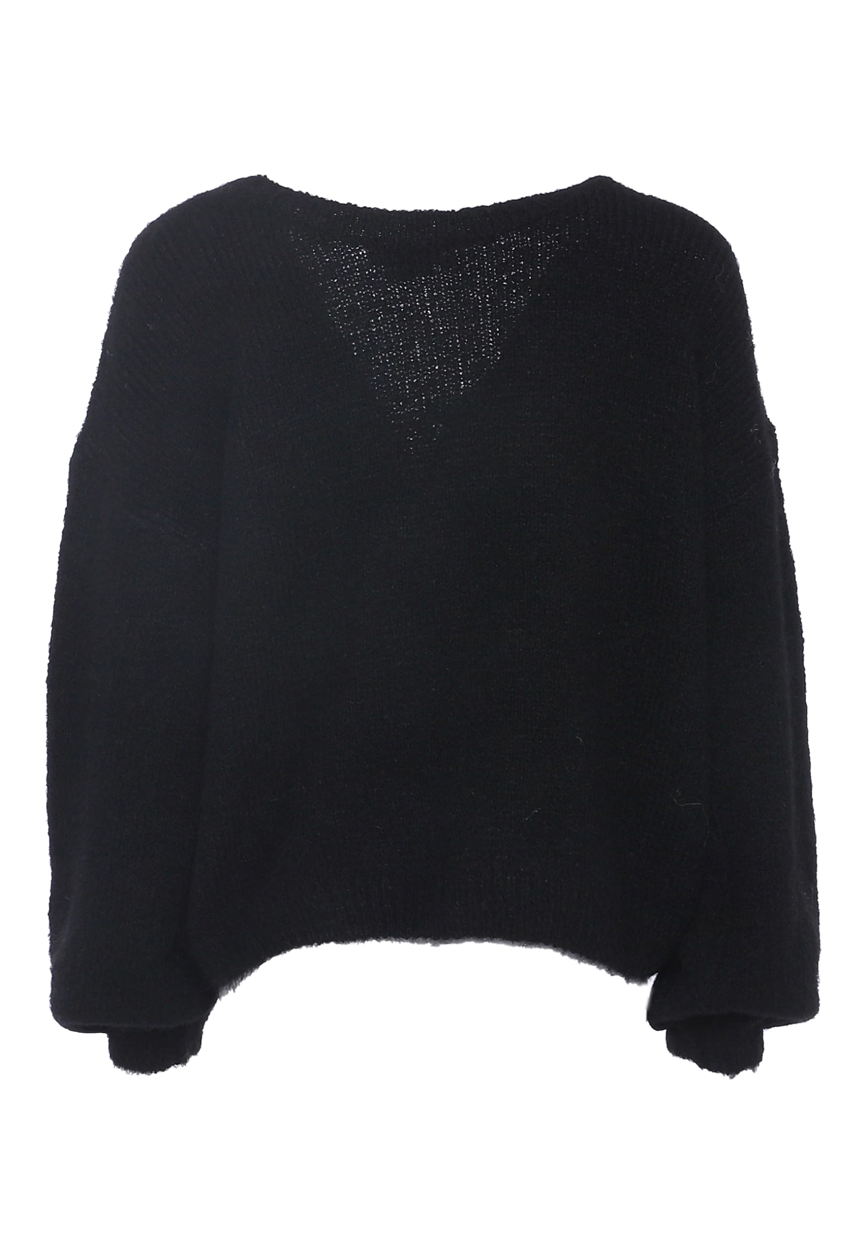 faina Damski temperament głęboki dekolt w serek luźny design sweter czarny rozmiar XL/XXL, czarny, XL