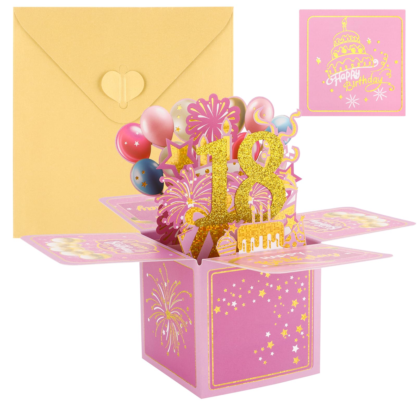 Candcamp 18th Birthday Card for Girls 3D Pop Up Greeting Card with Note and Envelope 18th Birthday Gifts for Granddaughter Daughter Girlfriend