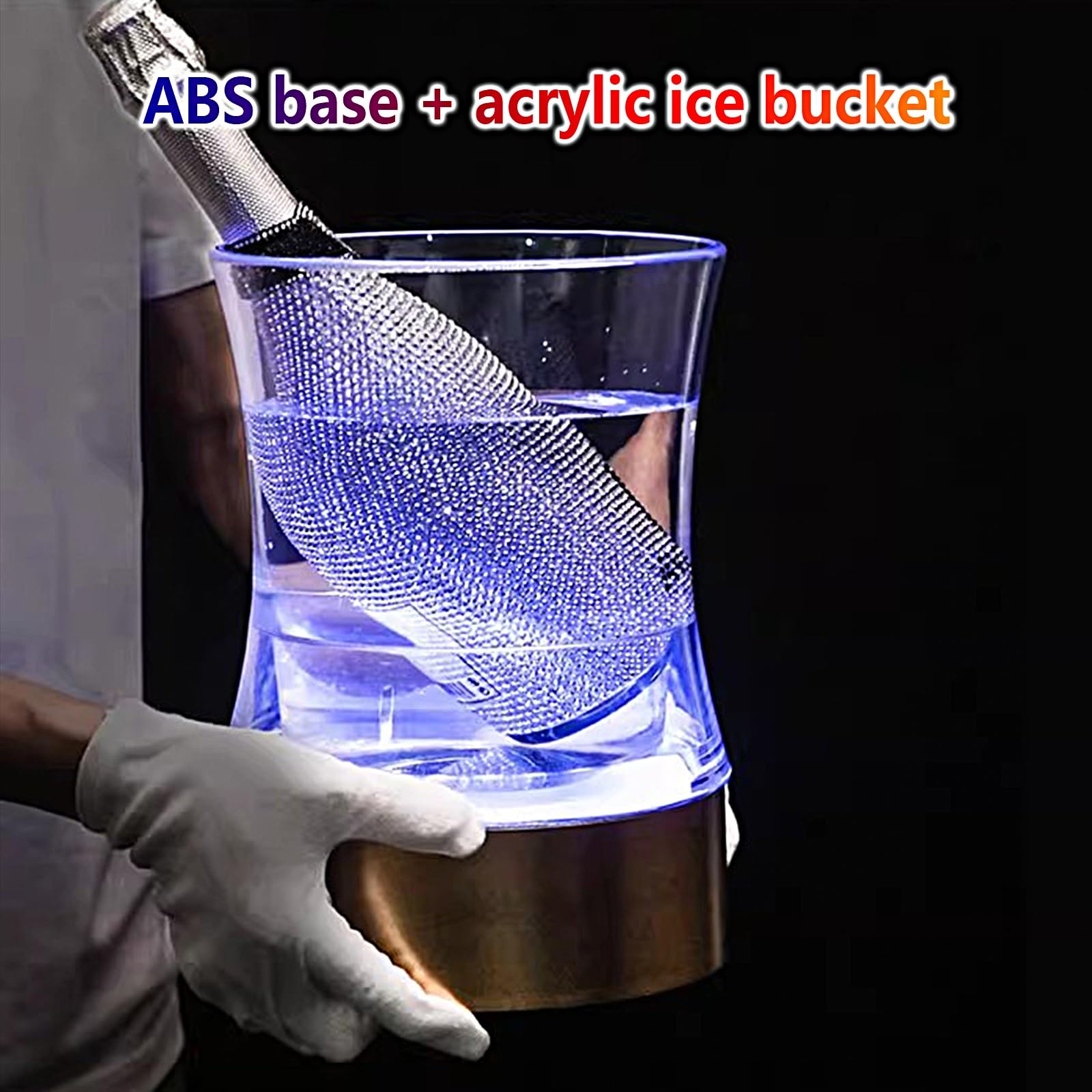 Enfriador de Botellas Luminosa Comercial Accesorios de Bars Cubitera Acrílica para Champán para Fiestas Privadas, Restaurantes de Hotel, Bares Informales, Discotecas(White)