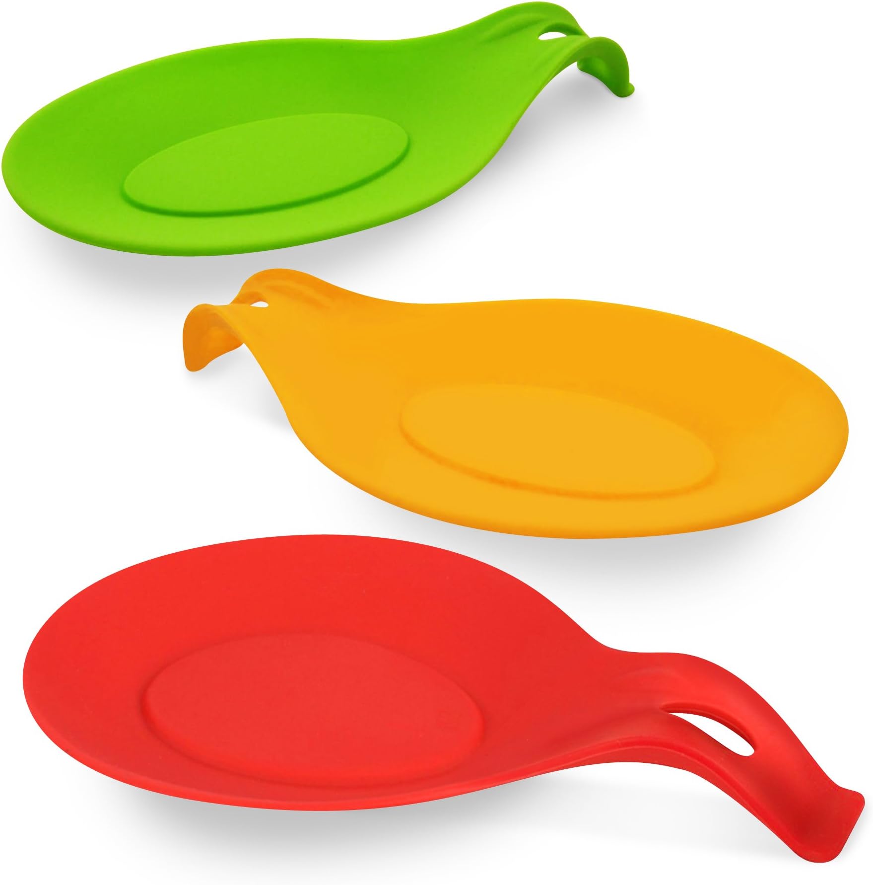 Silicone Spoon Rest - 3-Pack - Non-Stick, Heat Resistant, Microwave & Dishwasher-Safe