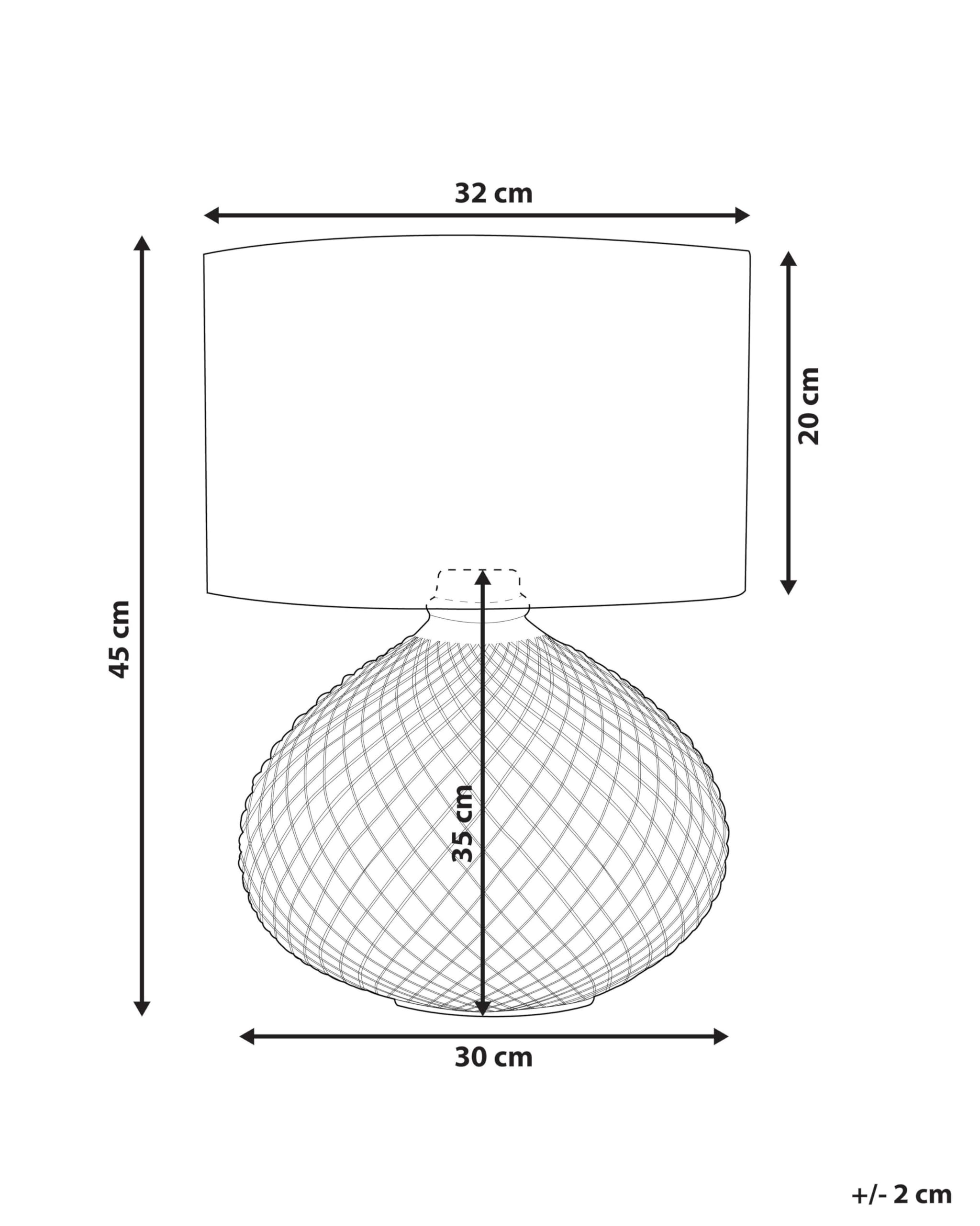 Beliani Lámpara de mesa plateada con pantalla blanca 55 cm base de vidrio de brillo intenso estilo glamour Madon