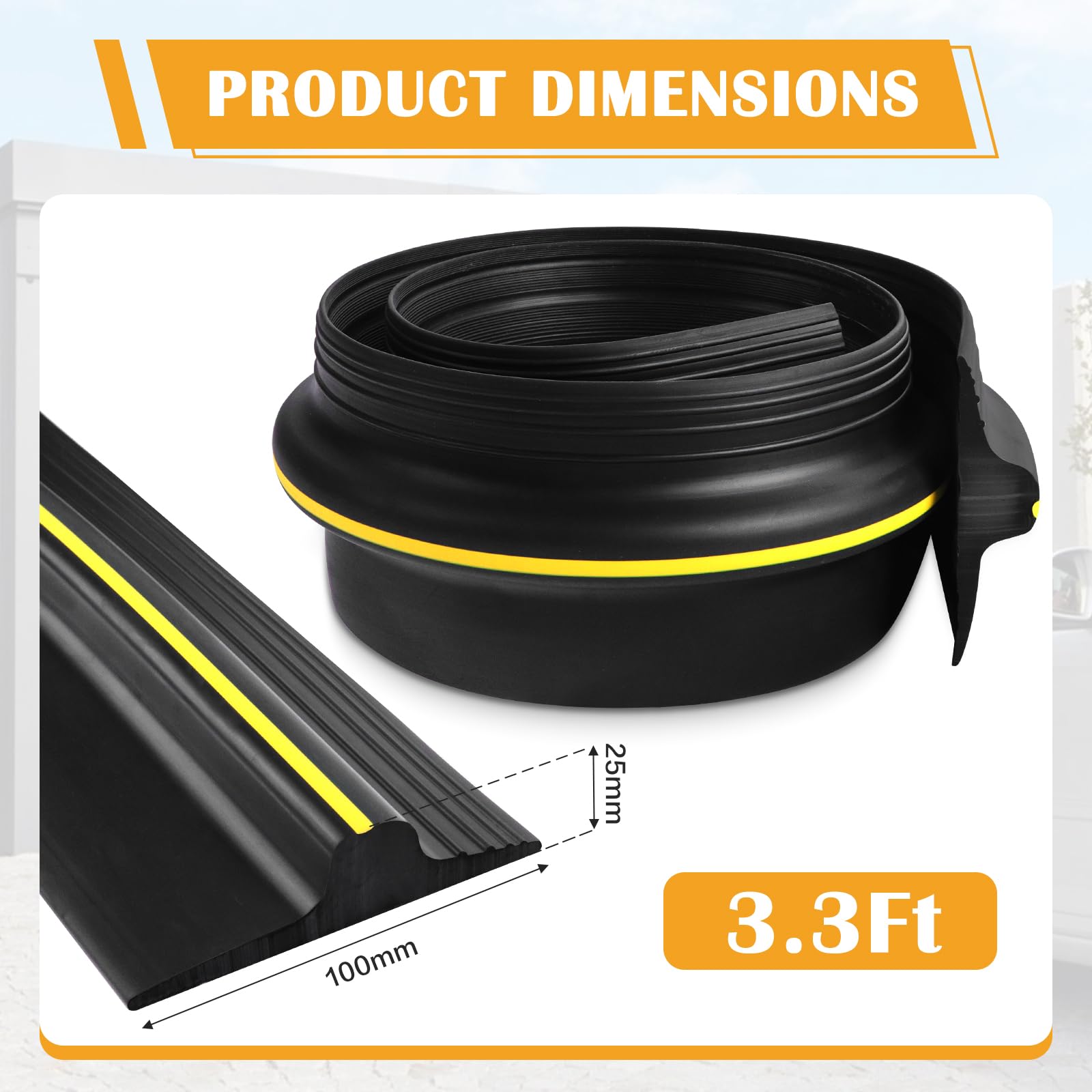 Garage Door Seal Universal Draught Excluder Strip Rubber Threshold Strip Weatherproof Bottom Threshold Seal Perfect for Insulation & Keeping Garage Clean & Dry - Image 2