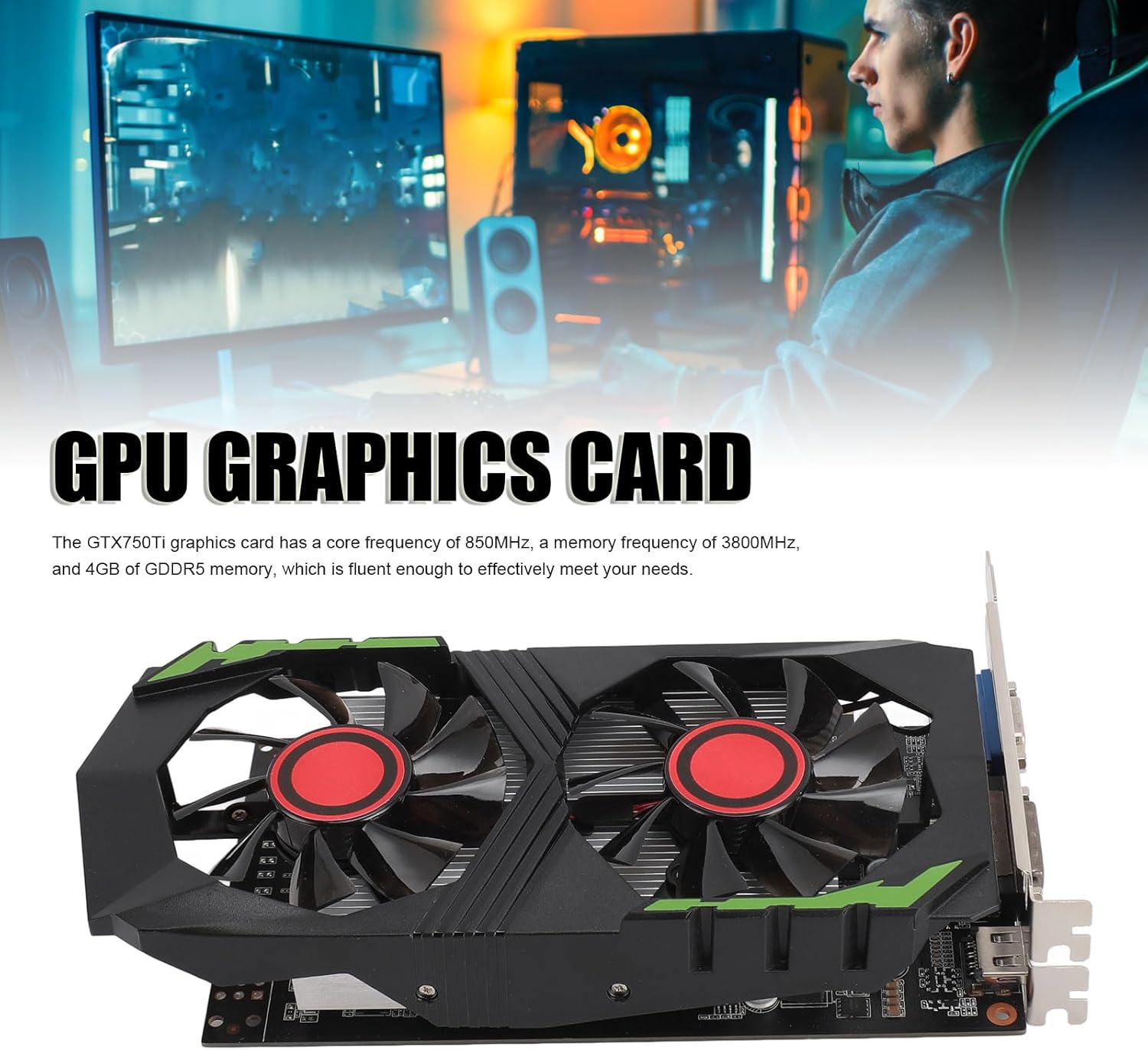 Zunate 4GB GDDR5 Gaming Graphics Card, 128Bit GPU with Stable Performance, HDMI DVI VGA Interface for PC