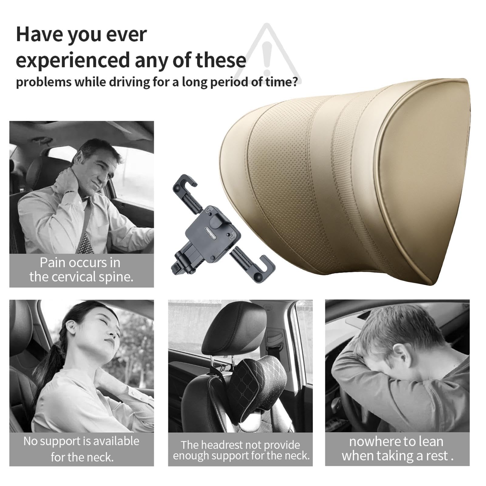 Cuscino per il collo 'auto, cuscino poggiatesta per auto, cuscino di supporto per il collo regolabile, morbido e traspirante, cuscino ergonomico per poggiatesta 'auto, comodo da viaggio | supporto per il collo regolabile, morbido e traspirante, cuscino er