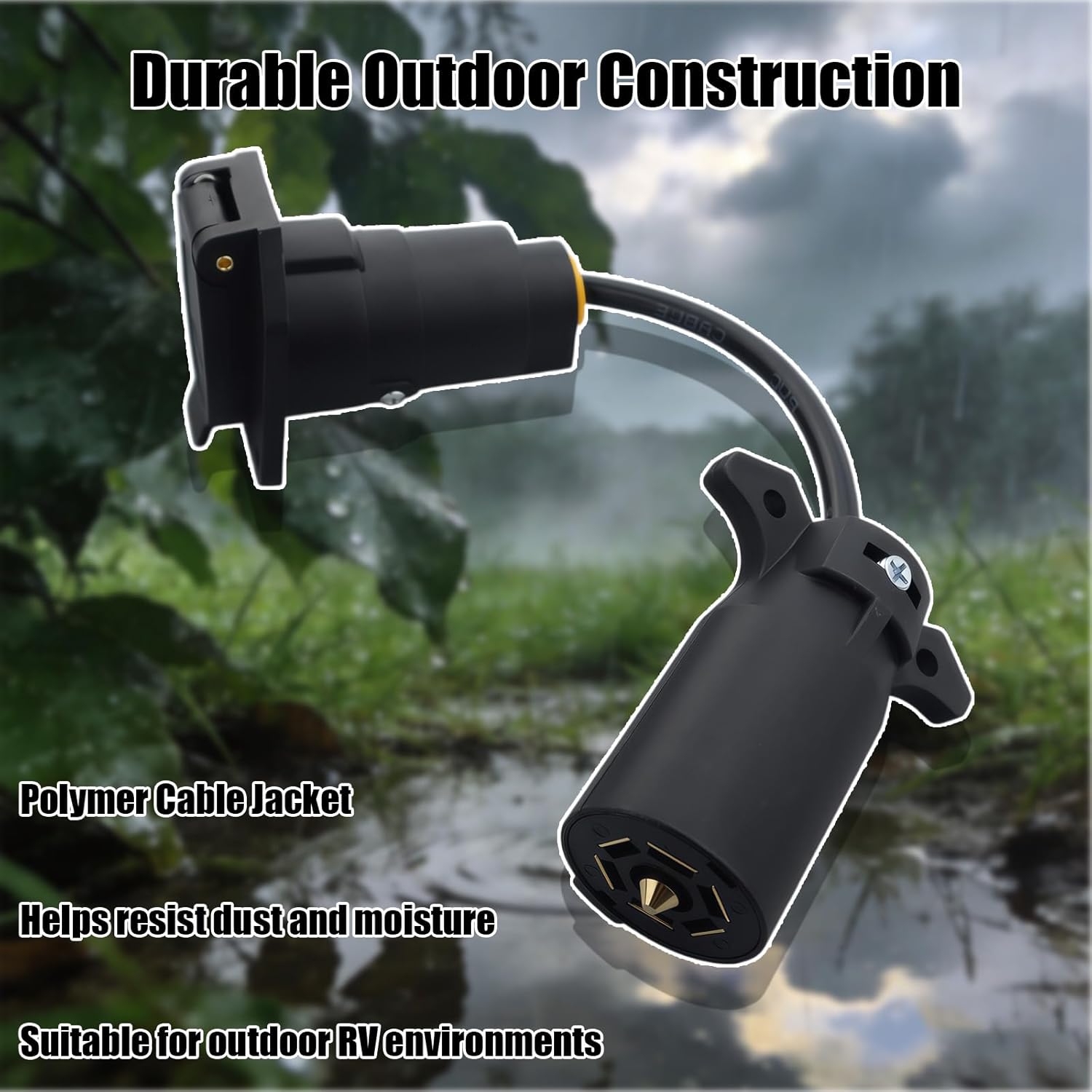 7-Way Vehicle Power Supply Adapter Fit for Furrion RV Observation Camera 12V RV Trailer Camera System, Replaces F2BC004XXBK 2021132201 FR87PR, 7 Blade Connector with Switch