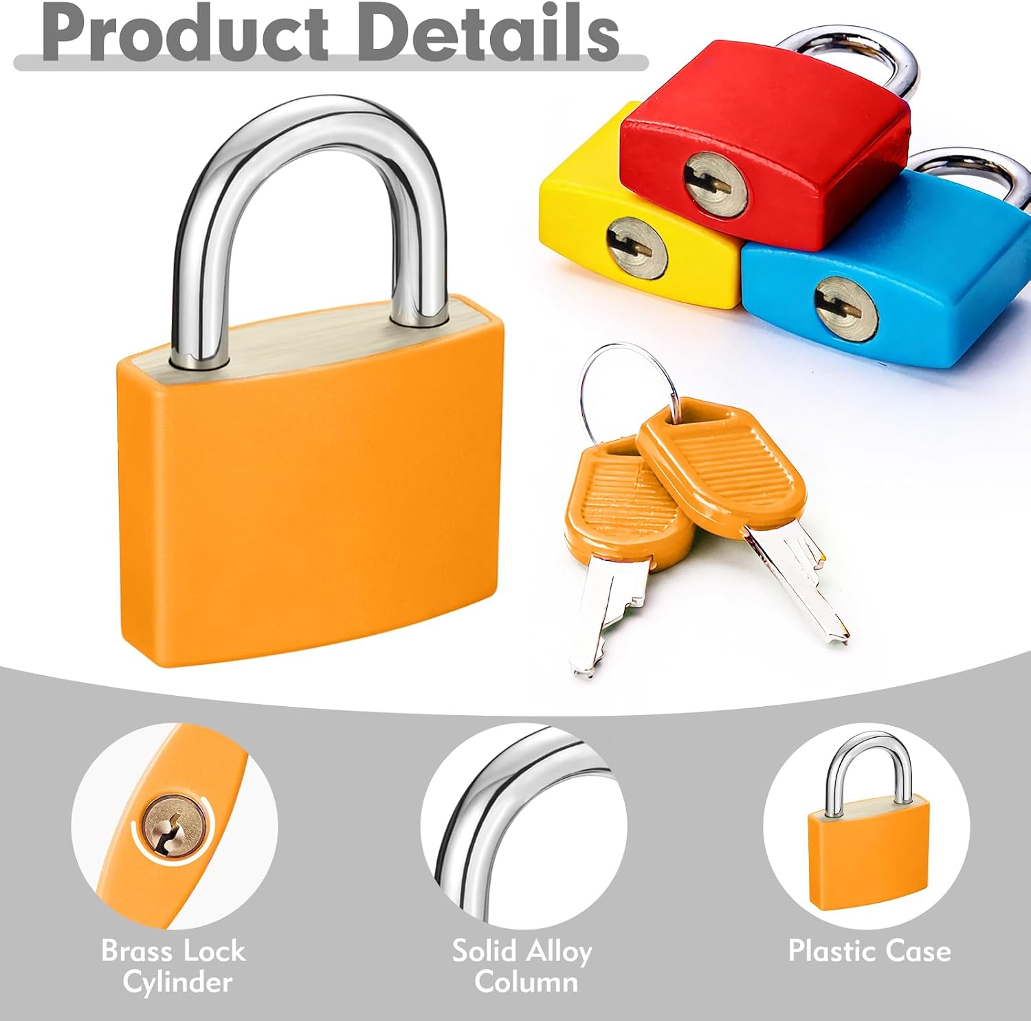 8Pcs 22mm Mini Suitcase Locks, Multicolor Metal Padlock with Key, Plastic-Covered Luggage Locks for Suitcase, Boxes, Backpack, Locker, Laptop Bag