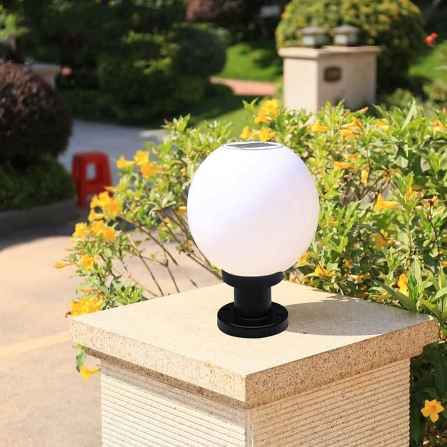 Global Garden Pillar Light Wodoodporna Solarna Lampa Słupkowa Zewnętrzna Lampa Uliczna Oświetlenie Krajobrazu(35cm)