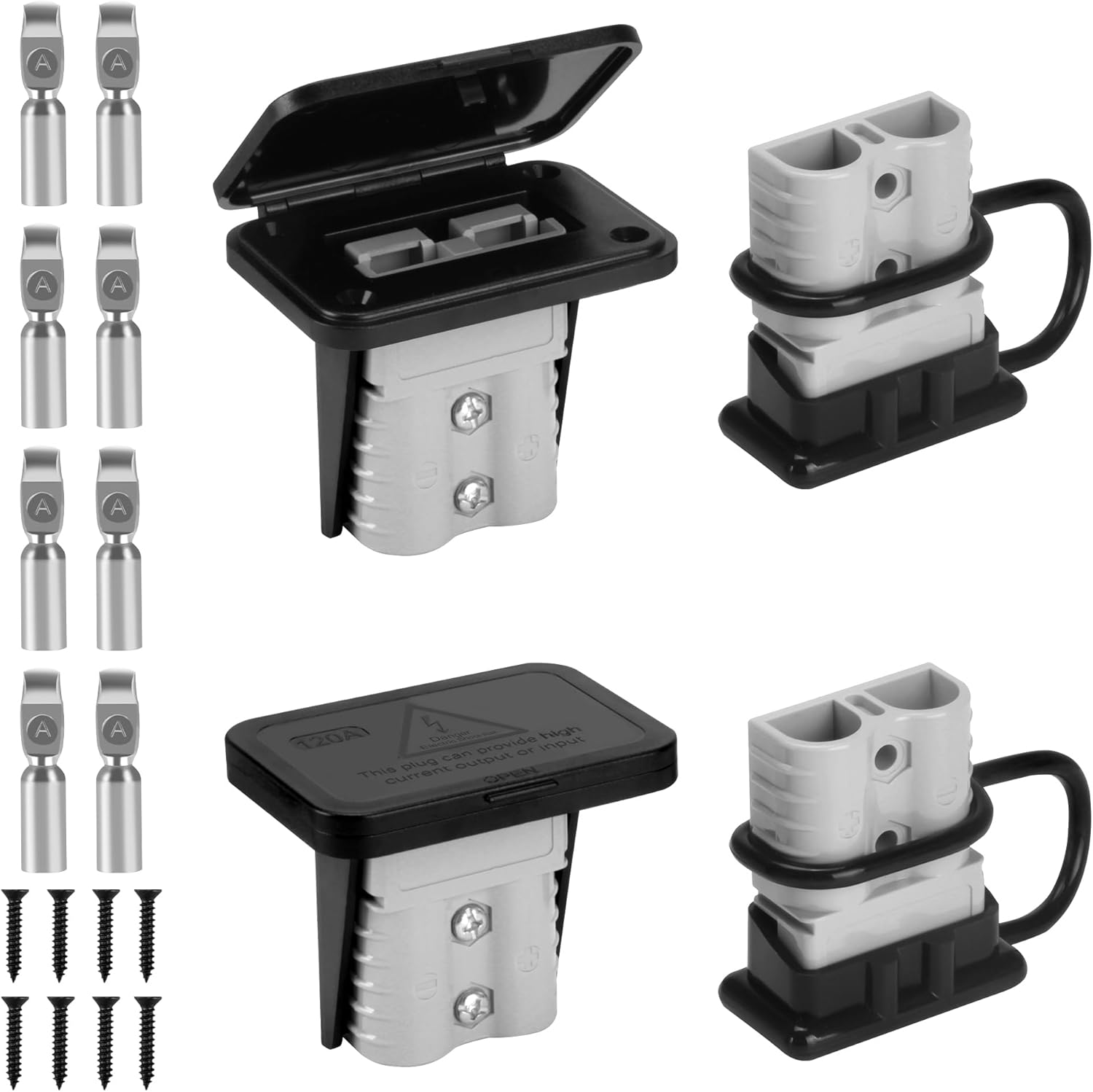 120 Amp Battery Quick Connect/Disconnect Connector,2 to 6 Gauge Battery Quick Connect with Mounting Bracket Waterproof Cap for RV,Truck,Winch (4 PCS)