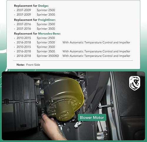 Miniatura 2 de YHTAUTO Motor de ventilador de calentador de aire acondicionado con montaje de jaula de ventilador de repuesto para Mercedes-Benz Sprinter 2500 3500