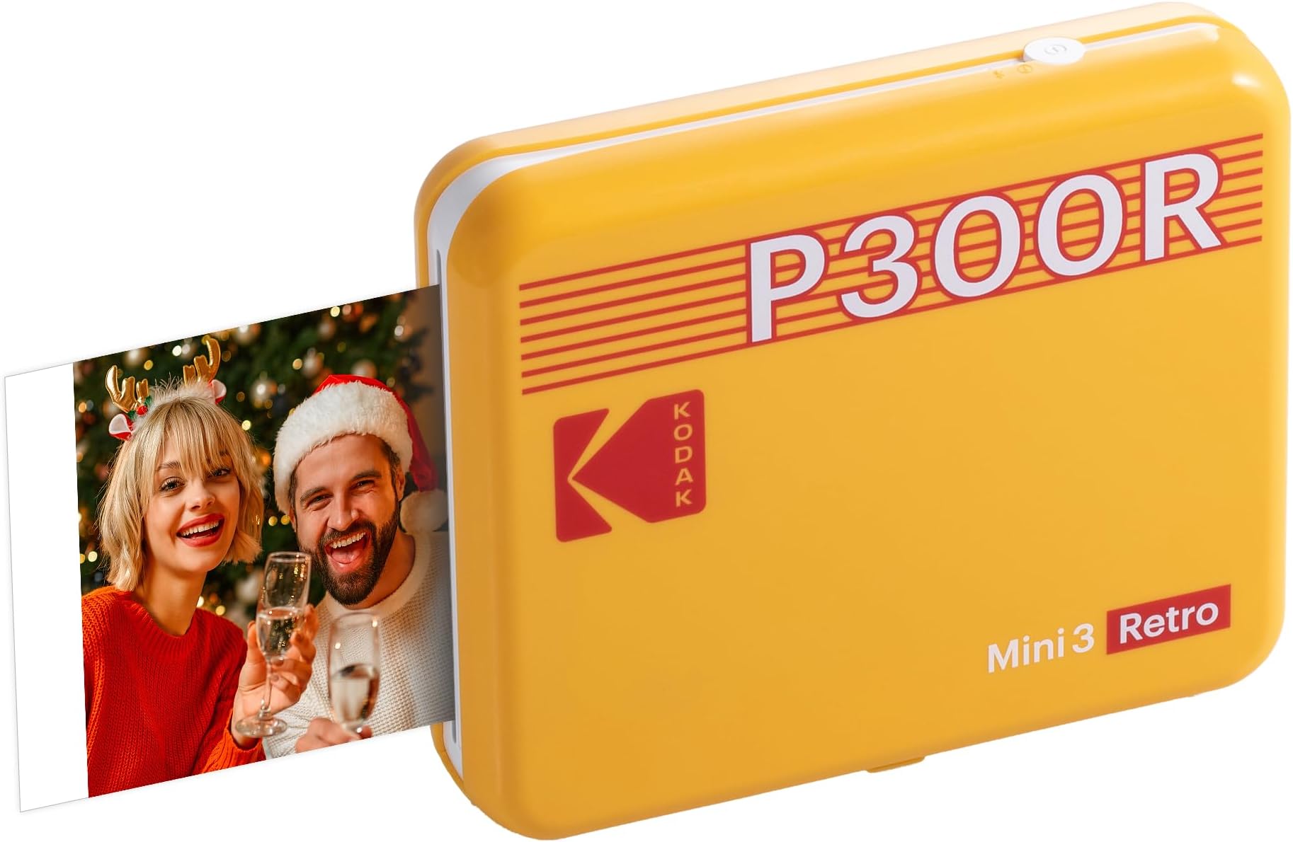 Mini 3 Retro Portable Photo Printer - White, Compatible for iOS, Android & Bluetooth Devices, Real Pho (Printer + 8 Sheets, Yellow)