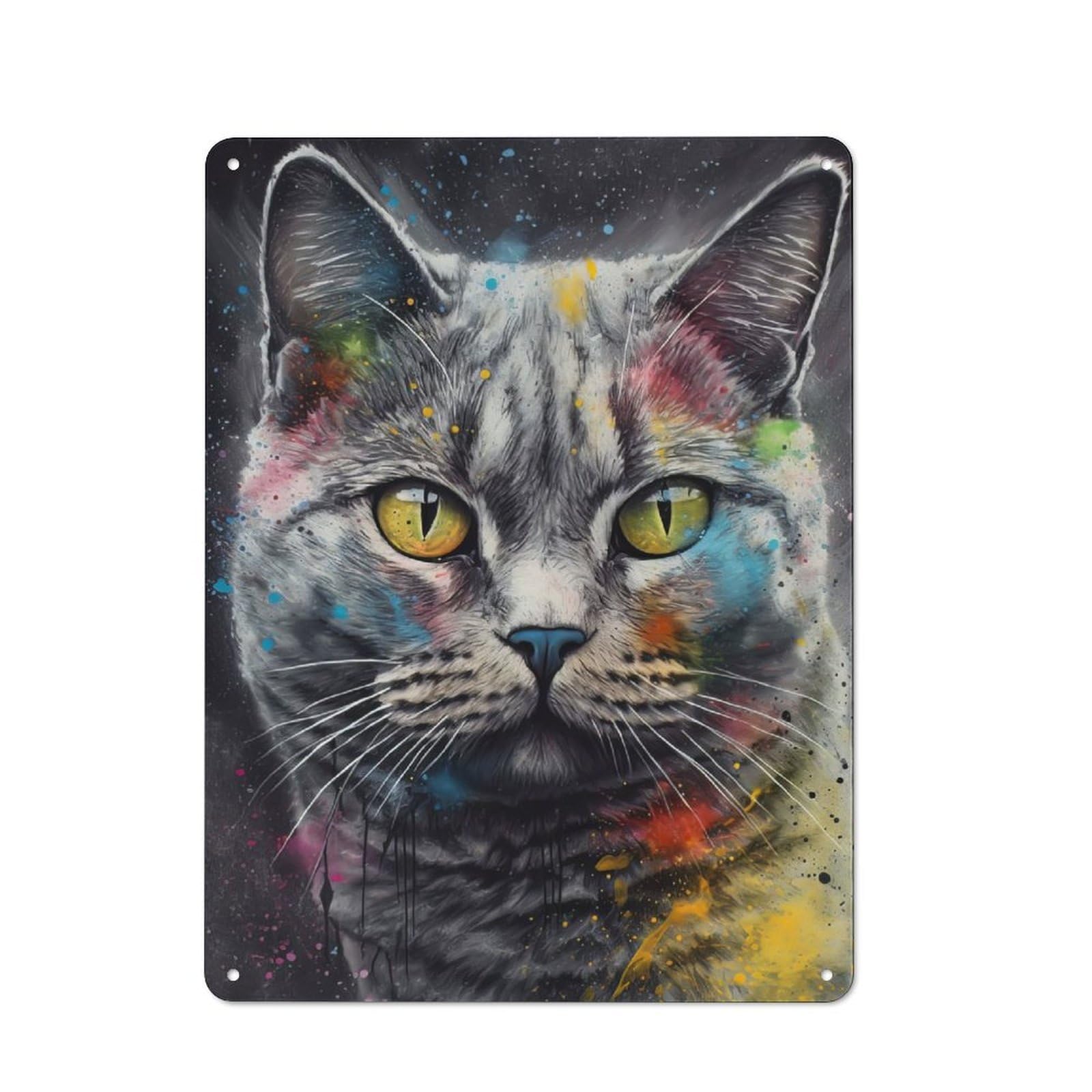 Junmoney British Shorthair Painting Metal Sign 40X30cm With For Hallway Wall, Retro Decor, Suited To New Home Decorators