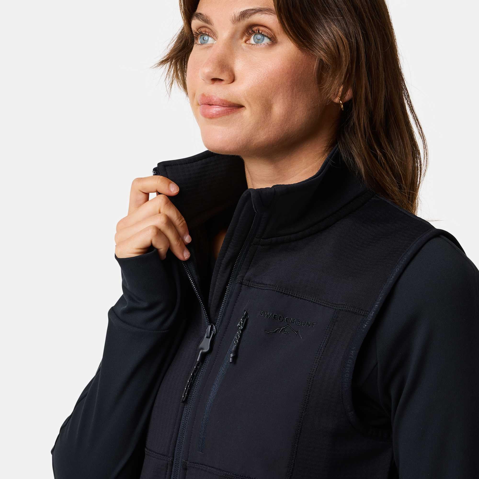 Swedemount Trondheim Midlayer kamizelka outdoorowa z pełnym zamkiem – oddychająca warstwa pośrednia na wędrówki i czas wolny w sezonach przejściowych dla kobiet
