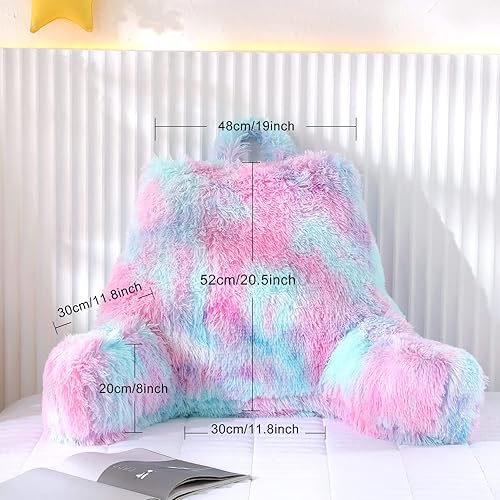 Miniatura 3 de Almohada de piel sintética para descansar en cama, almohada de lectura grande con brazos, almohada de lectura esponjosa para adultos y niños,