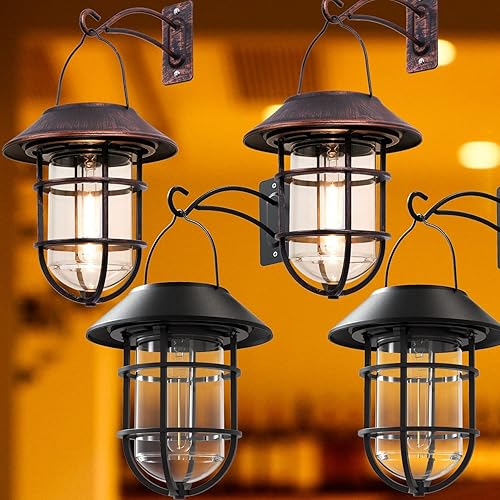 Linterna solar, impermeable, de metal, luces solares decorativas para exteriores