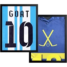 T-Shirt Display Frame 2 Pack, 13.2x16.7 Solid Pine Wood Jersey Display Case with UV Protection Panel, Wall Hanging Shadow Box for Sports Memorabilia, Fits S-XL Shirts
