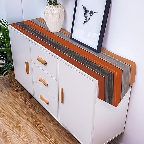 Miniatura 5 de FAMILYDECOR Camino de mesa de lino de arpillera de Acción de Gracias, 13 x 70 pulgadas de largo, camino de mesa retro de madera de granero naranja y