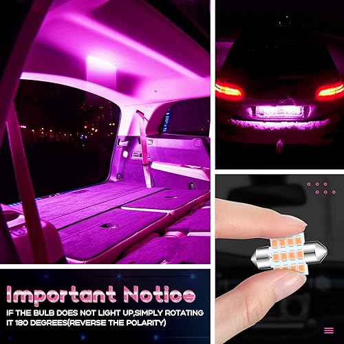 Miniatura 6 de Tallew Juego de 24 bombillas LED T10 de 1.220 in y 1.654 in, repuesto interior para puerta de mapa de automóvil, cortesía (morado)