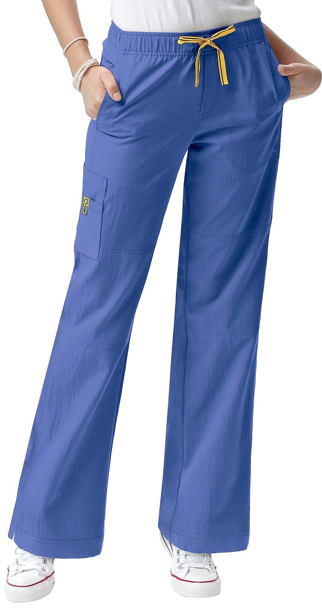 WonderWink 4-Stretch Women's 5214 Sporty Cargo Scrub Pant- Fiji Blue- Large