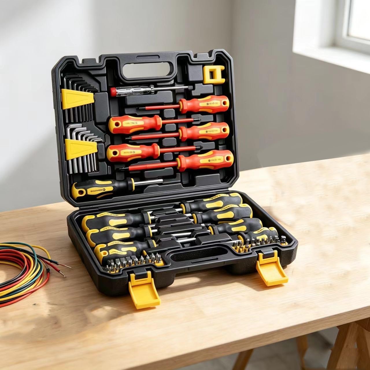 Minhe Set di cacciaviti magnetici isolati con custodia, 72 pezzi | Strumento di sicurezza elettrico in acciaio cromato 1000V per la manutenzione di elettrodomestici e montaggio di mobili