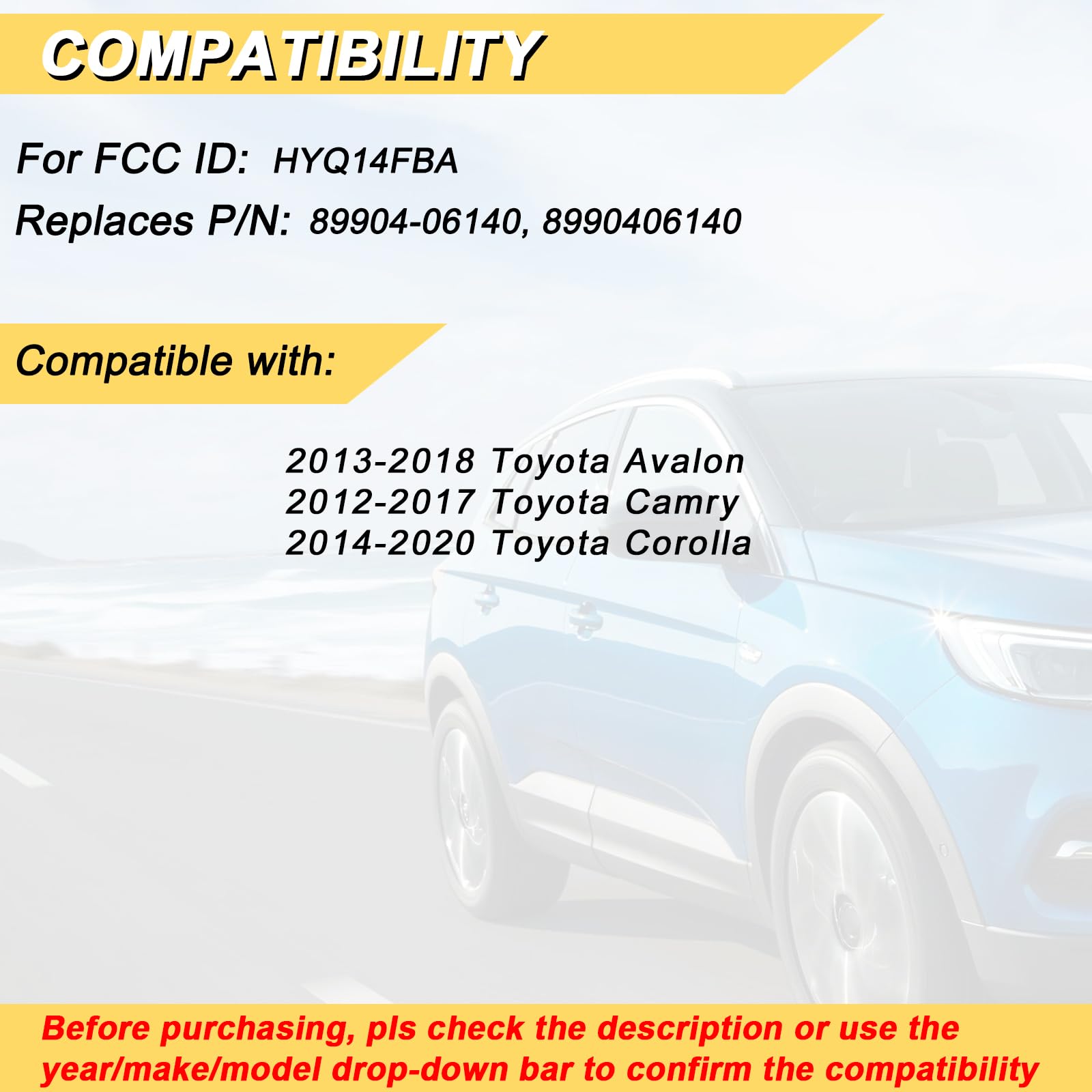 Vurkcy Llavero de repuesto para Toyota Camry 2012-2017/Corolla 14-20