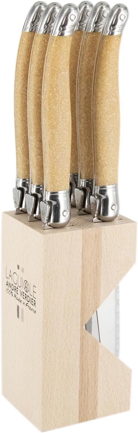Laguiole Debutant 6 Steak Knife Set, Waffle Color, Matt Finish, Made In France