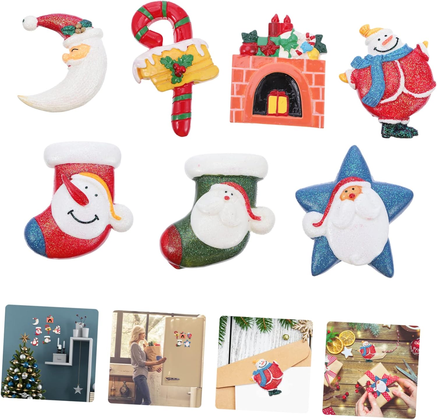 LABRIMP 10pcs Christmas Resin Charms for Craft Holiday Embellishment Ornaments for Scrapbooking Mobile Phone Decor and Festive Decorations